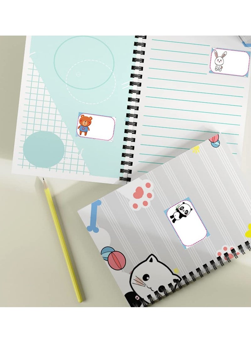 SYOSI Name Tag Stickers Animal Roll Adhesive Labels Name Badge Personalized Border Stick on Kids Clothes Desk Box Mailing Teachers Nursery Office School Home Supplies, 5 Roll 1750 PCS - Image 2