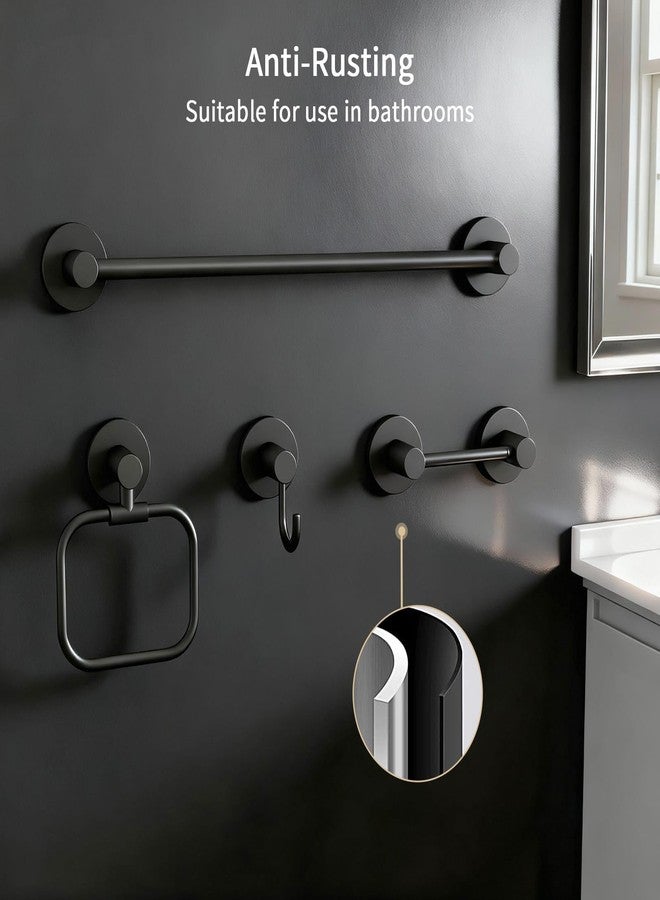 YUMORE 4-Piece Bathroom Set with Privot Toilet Paper Holder | All-in-One Wall Mounted Hardware Combo, Matte Black - Image 4