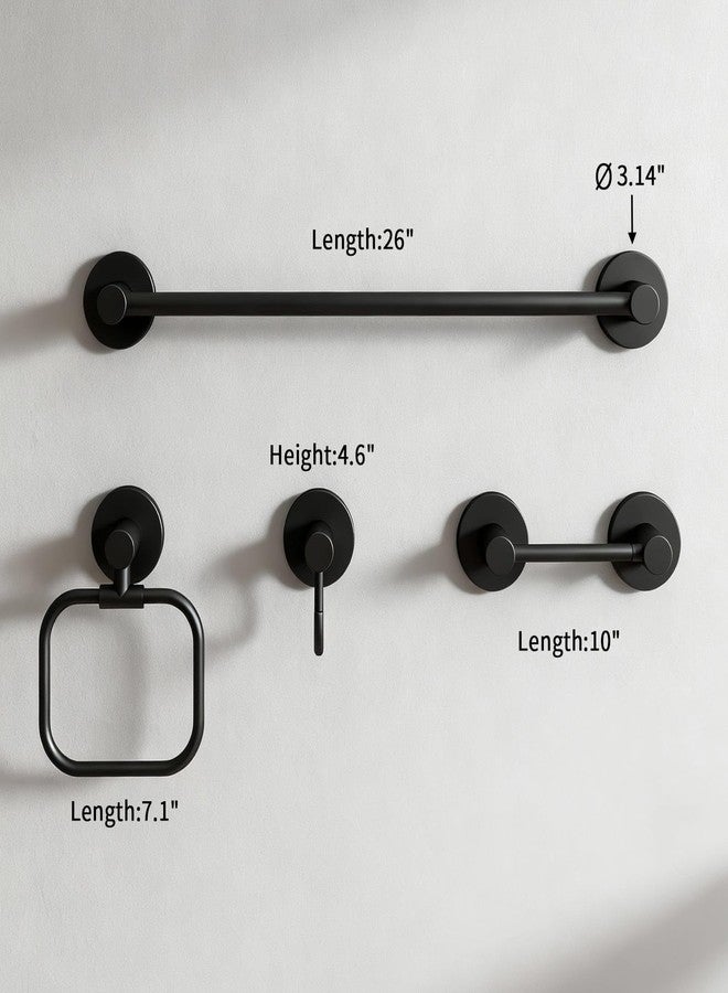 YUMORE 4-Piece Bathroom Set with Privot Toilet Paper Holder | All-in-One Wall Mounted Hardware Combo, Matte Black - Image 5