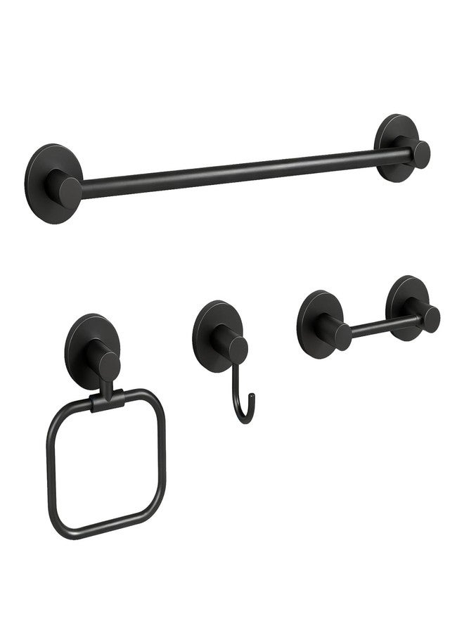 YUMORE 4-Piece Bathroom Set with Privot Toilet Paper Holder | All-in-One Wall Mounted Hardware Combo, Matte Black - Image 1