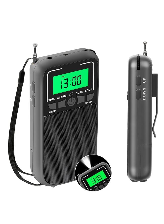 Portable Radio AM FM, Transistor Radio with LED Flashlight, 2AA Battery Operated Radio for Long Range Reception, Emergency Pocket Radio for Indoor Outdoor Walk Jogging Gym Campin(White) - Image 1