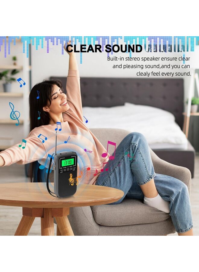 Portable Radio AM FM, Transistor Radio with LED Flashlight, 2AA Battery Operated Radio for Long Range Reception, Emergency Pocket Radio for Indoor Outdoor Walk Jogging Gym Campin(White) - Image 2