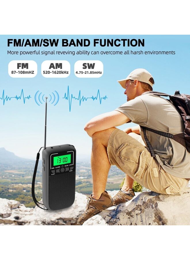 Portable Radio AM FM, Transistor Radio with LED Flashlight, 2AA Battery Operated Radio for Long Range Reception, Emergency Pocket Radio for Indoor Outdoor Walk Jogging Gym Campin(White) - Image 3