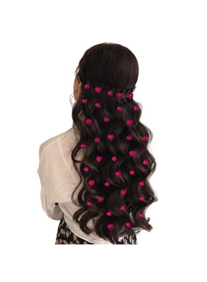 Ansh Heart-Shaped Hair Stickers: 36 Pieces, Stick-On Accessory - 24 x 8mm, 12 x 10mm Hearts, Easy DIY Hair Styling Solution_2875_DarkPink - Image 1