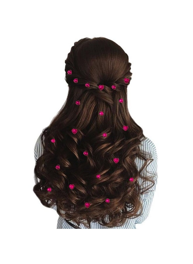 Ansh Heart-Shaped Hair Stickers: 36 Pieces, Stick-On Accessory - 24 x 8mm, 12 x 10mm Hearts, Easy DIY Hair Styling Solution_2875_DarkPink - Image 3