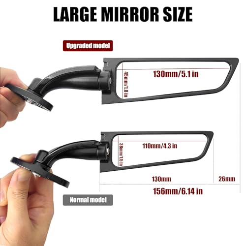ZTYIOHG Large Size LED Turn Signal Lights Motorcycle Mirrors Stealth Wind Wing Side Rearview Mirrors Compatible With 2025 Ninja 500 SE Ninja 650 Ninja 400 300 2025 ZX6R ZX10R ZX4RR ZX14R - Image 3