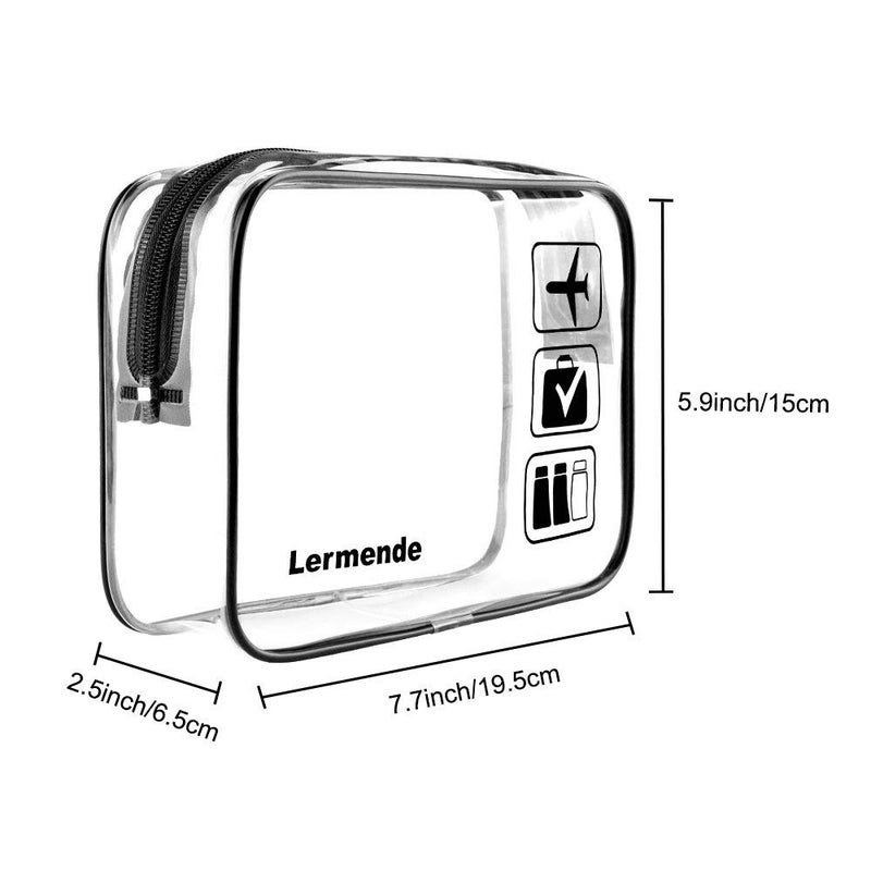 Lermende Clear Make Up Bag Lermende TSA 3pcs Approved Makeup Bag Organizer Cosmetic Bag for Women With Zipper Quart Size Carry On Clear Toiletry Bag Airport Compliant Toiletries For Travel - Image 2