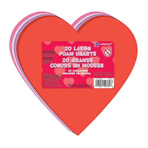 Amscan Large Craft Hearts - 6" (Pack Of 20) - Assorted Color Foam Heart Shapes For Crafting, DIY Projects & Valentines Decor - Image 2