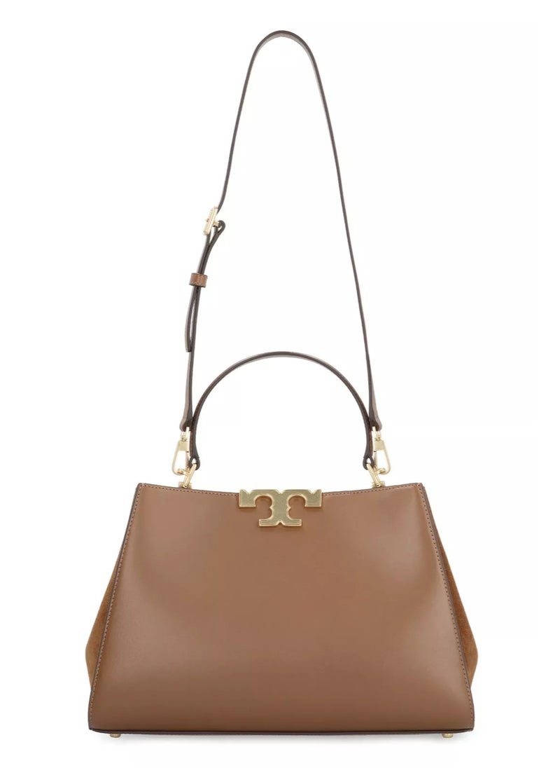 TB - Tory Burch Eleanor Leather Suede Trimmed Shoulder Crossbody Tote Bag - Image 1
