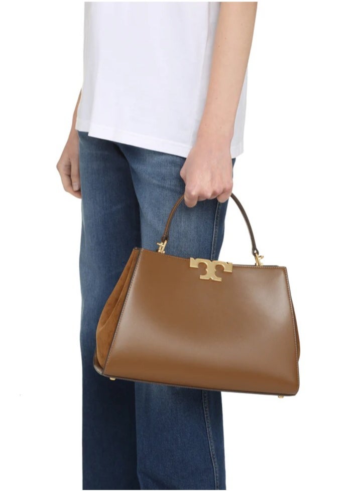 TB - Tory Burch Eleanor Leather Suede Trimmed Shoulder Crossbody Tote Bag - Image 1