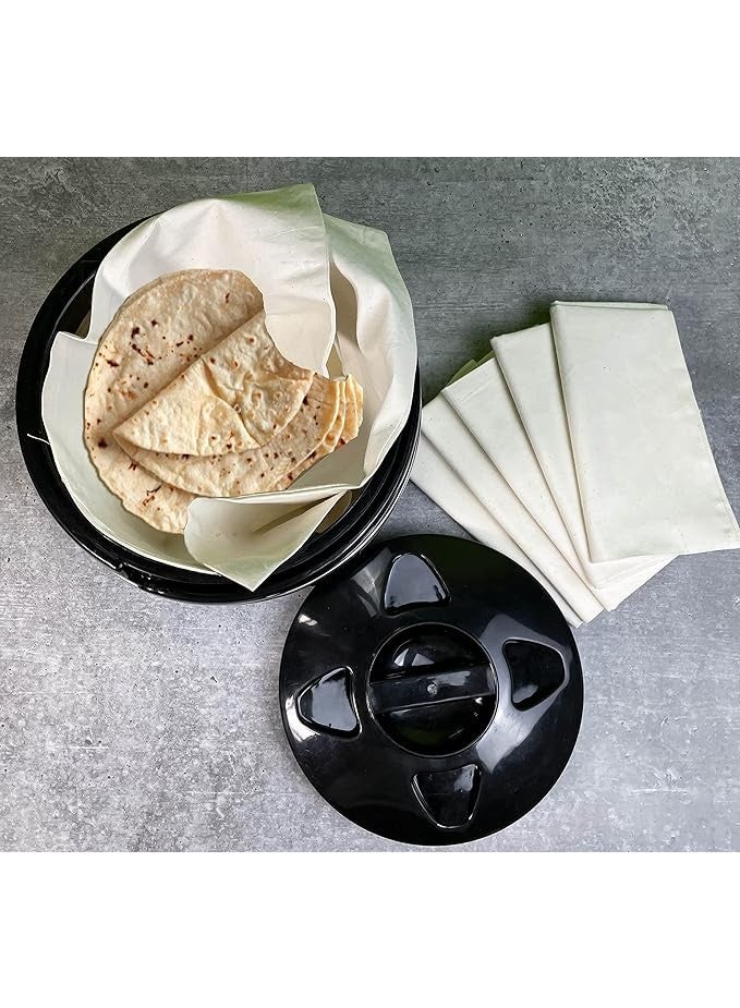 كلاركيا مجموعة كلاركيا من 4 قطع من قماش الموسلين القطني المزدوج الطبقات لتغليف خبز الروتي (15 × 15 بوصة) للشاباتي، مناسبة للمطبخ، تشكيلة متنوعة - Image 3