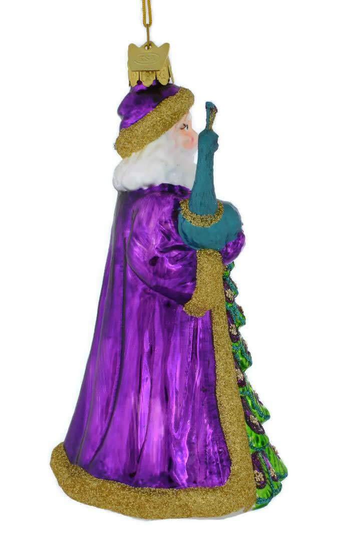 Kurt Adler Noble Gems Santa with Peacock Glass Christmas Tree Ornament NB1488 - Image 5