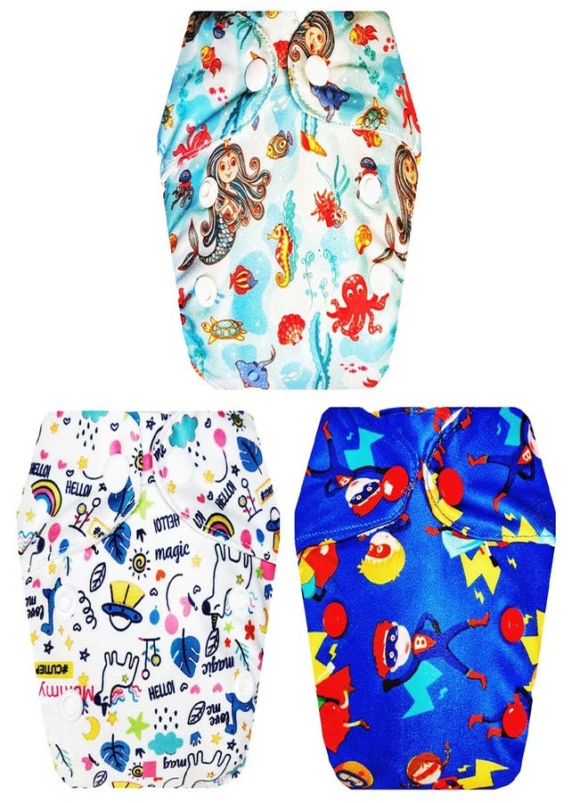 حفاضات قماشية فاخرة من دمبلدو للأطفال حديثي الولادة مع حشوة داخلية (عبوة من 3 قطع) | ملائمة تمامًا | مانعة للتسرب | سريعة الجفاف | مثالية لفصل الصيف الهندي | من 0 إلى 4 أشهر | للجنسين - Image 1