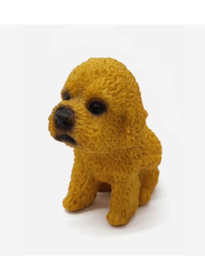 أي كي دي سي تمثال كلب صغير من مادة البولي ريزين من AKDC - تمثال حيواني أصفر زاهي للزينة المنزلية والإهداء، 5 سم