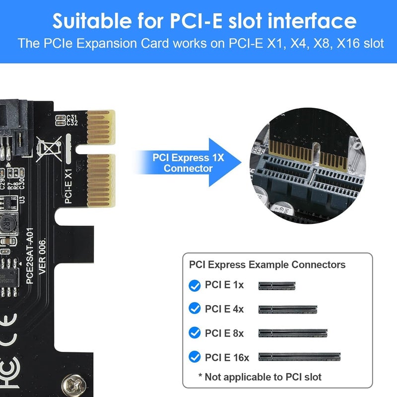foxaa PCI-E Cards 3.0, Sata PCI Card, PCI-E Cards PCI Express to SATA 3.0 2-Port SATA III 6Gbps Expansion Adapter Boards - Image 4