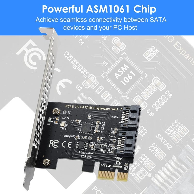 foxaa PCI-E Cards 3.0, Sata PCI Card, PCI-E Cards PCI Express to SATA 3.0 2-Port SATA III 6Gbps Expansion Adapter Boards - Image 5