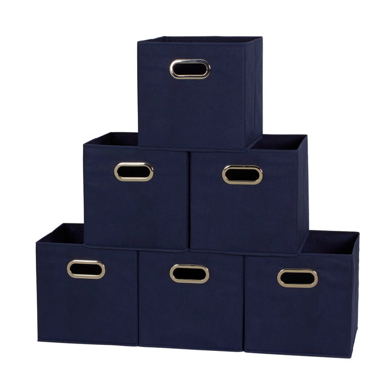 Household Essentials 811 Foldable Fabric Storage Bins  Set of 6 Cubby Cubes with Handles  Navy Blue 6 lbs - Image 1