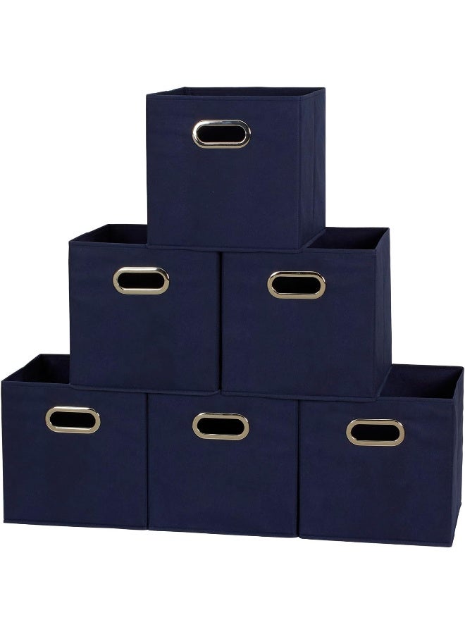 Household Essentials 811 Foldable Fabric Storage Bins  Set of 6 Cubby Cubes with Handles  Navy Blue 6 lbs - Image 4