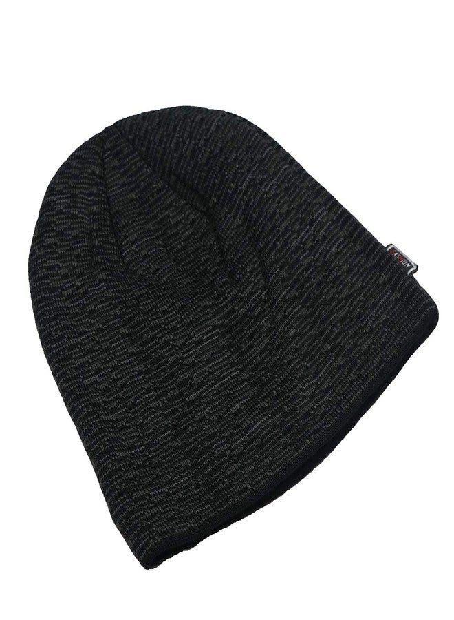 iSWEVEN Mens Womens Hat Beanie Cap, Unisex Winter Warm Knitted Hats, Fleece Lining Slouch Skull Beanies Caps for Men Women (4080A, Black) - Image 4