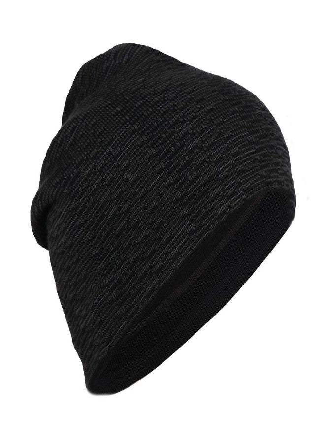 iSWEVEN Mens Womens Hat Beanie Cap, Unisex Winter Warm Knitted Hats, Fleece Lining Slouch Skull Beanies Caps for Men Women (4080A, Black) - Image 1