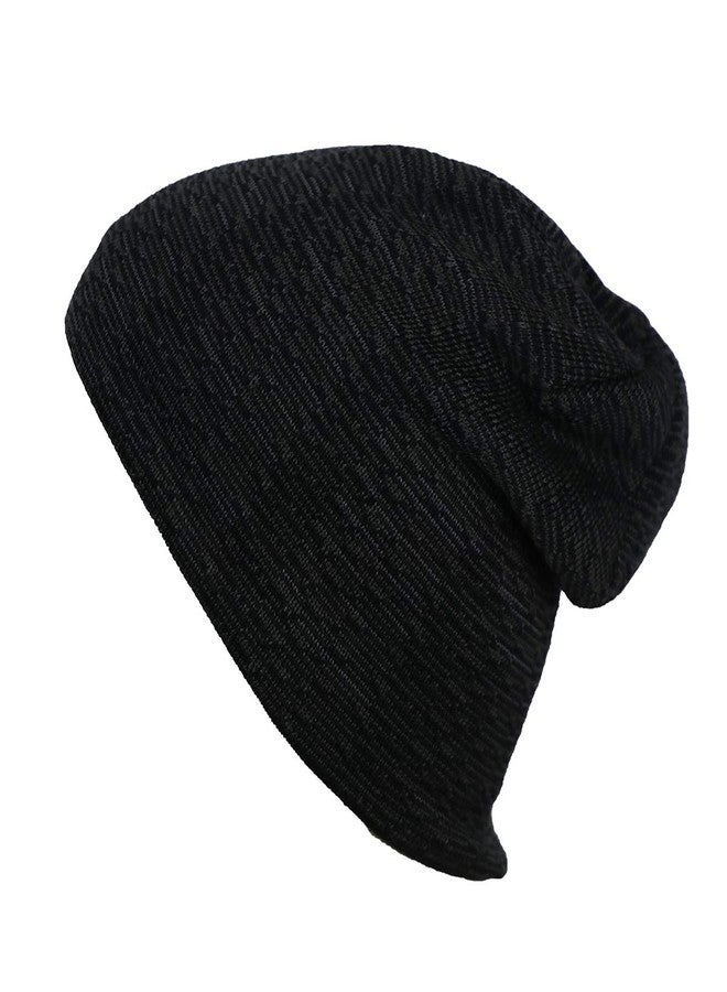 iSWEVEN Mens Womens Hat Beanie Cap, Unisex Winter Warm Knitted Hats, Fleece Lining Slouch Skull Beanies Caps for Men Women (4080A, Black) - Image 2