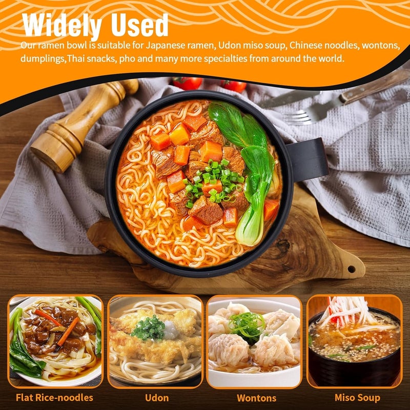 CD HOME Microwave Bowl with Lids,Ramen Bowl,28oz Microwave Soup Mugs with Handles,for Soup and Instant Noodles,Oatmeal, Gumbo, Salad, College Dorm Room Essentials for Girls for Boys Apartment Essentials - Image 5