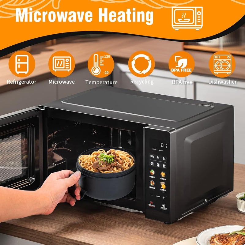CD HOME Microwave Bowl with Lids,Ramen Bowl,28oz Microwave Soup Mugs with Handles,for Soup and Instant Noodles,Oatmeal, Gumbo, Salad, College Dorm Room Essentials for Girls for Boys Apartment Essentials - Image 4