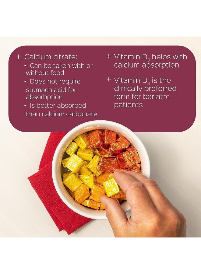 Bariatric Advantage Calcium Citrate Chewy Bites 500 mg - for Bariatric Surgery Patients - Vitamin D3 - Sugar-Free Chewable Calcium Supplement - Bariatric Chews - Assorted Fruit - 90 Count - Image 4