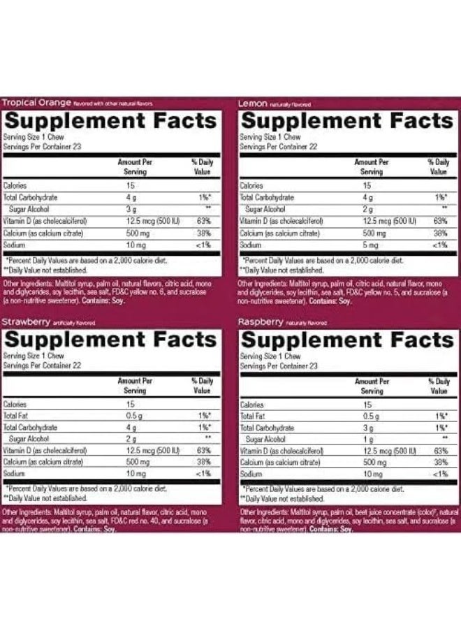 Bariatric Advantage Calcium Citrate Chewy Bites 500 mg - for Bariatric Surgery Patients - Vitamin D3 - Sugar-Free Chewable Calcium Supplement - Bariatric Chews - Assorted Fruit - 90 Count - Image 2