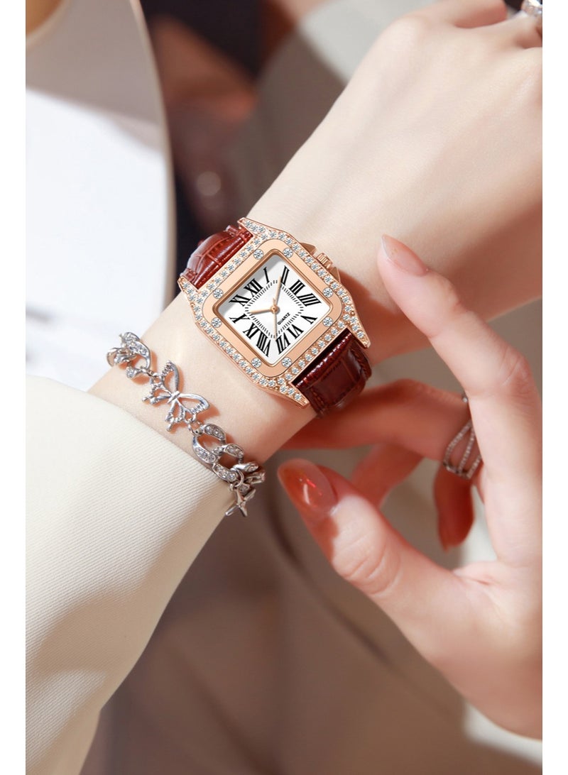مارك وارفيلد الرجل الجديد Fashion Diamond Studded Women's Watch - Image 2