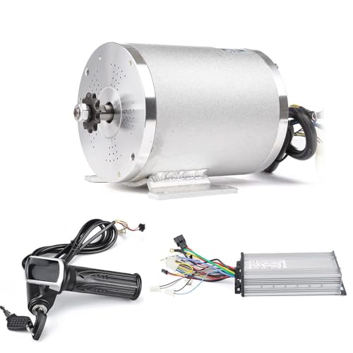 Kunray مجموعة محرك كارت كهربائي 48V 1000W محرك DC بدون فرش 3500RPM مع وحدة تحكم سرعة محرك وسطية 30A ومقبض تحكم دوار (مجموعة 48V1000W مع قاعدة تثبيت) - Image 1
