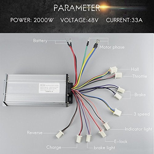 Kunray مجموعة محرك كارت كهربائي 48V 1000W محرك DC بدون فرش 3500RPM مع وحدة تحكم سرعة محرك وسطية 30A ومقبض تحكم دوار (مجموعة 48V1000W مع قاعدة تثبيت) - Image 4