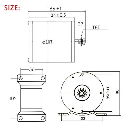 Kunray مجموعة محرك كارت كهربائي 48V 1000W محرك DC بدون فرش 3500RPM مع وحدة تحكم سرعة محرك وسطية 30A ومقبض تحكم دوار (مجموعة 48V1000W مع قاعدة تثبيت) - Image 3