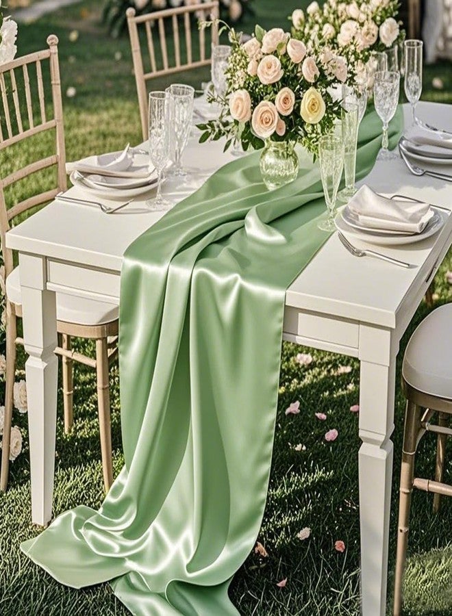 Gankar 10 Pack Satin Sage Green Table Runners, Sage Runner for Party Wedding Birthday Decor, 12 x 108 Inch, Smooth Wedding Table Runner - Image 4