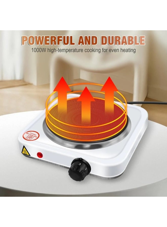 دينكس موقد تسخين كهربائي محمول بشعلة واحدة مناسب للتخيم مع إعدادات حرارة قابلة للتعديل، حماية من ارتفاع درجة الحرارة، تحكم في درجة الحرارة، وضوء مؤشر, أبيض - Image 4