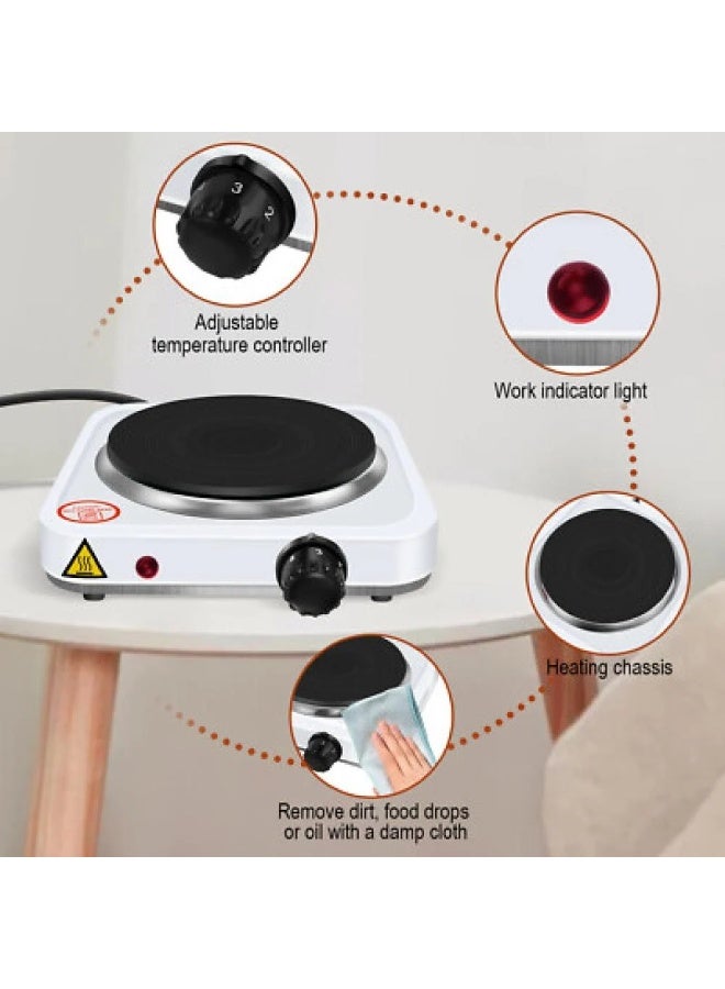 دينكس موقد تسخين كهربائي محمول بشعلة واحدة مناسب للتخيم مع إعدادات حرارة قابلة للتعديل، حماية من ارتفاع درجة الحرارة، تحكم في درجة الحرارة، وضوء مؤشر, أبيض - Image 3