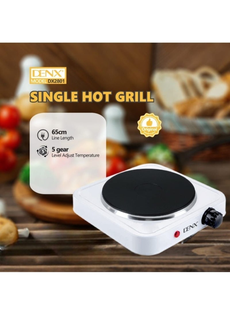 دينكس موقد تسخين كهربائي محمول بشعلة واحدة مناسب للتخيم مع إعدادات حرارة قابلة للتعديل، حماية من ارتفاع درجة الحرارة، تحكم في درجة الحرارة، وضوء مؤشر, أبيض - Image 1