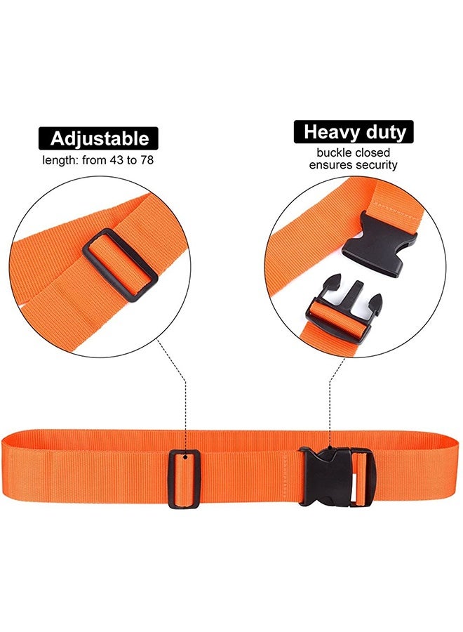 2 Luggage Straps & 2 Tags, Travel Adjustable Suitcase Straps Silicone Luggage Tags with Name ID Card Men Women Travel Accessories - Orange - Image 2