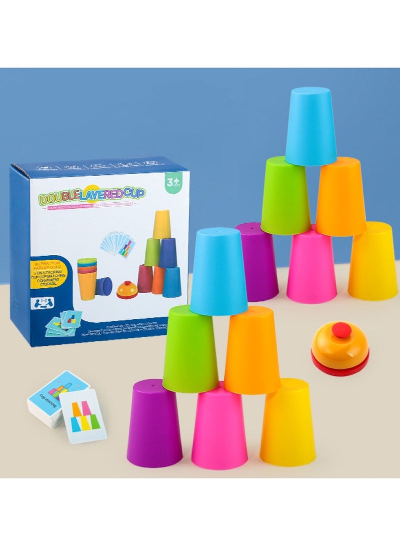 كوبات التراكم لعبة مع 54 تحديات بطاقات وجرس 12 كوبات بلاستيكية كوبات سريعة ألعاب للأطفال العائلة الكلاسيكية لعبة سرعة كوبات التراكم فكرة للفتيان والبنات - Image 1
