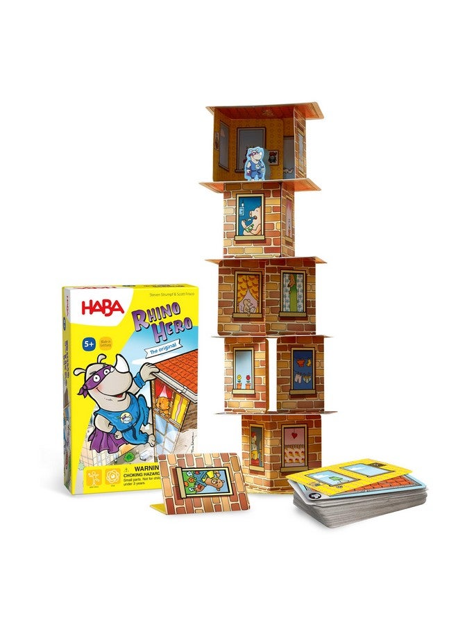 HABA Rhino Hero Game - Card Games for Kids, Ideal for Ages 5 & up - The Heroic Rhino Hero Stacking Card Game Adventure - Triple Award Winner - Image 1