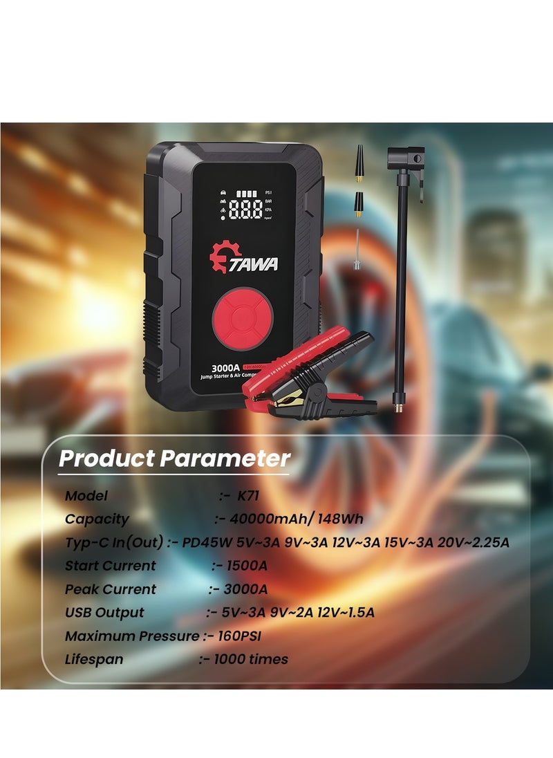 TAWA - TAWA K71 3000A Jump Starter with Air Compressor - Image 1