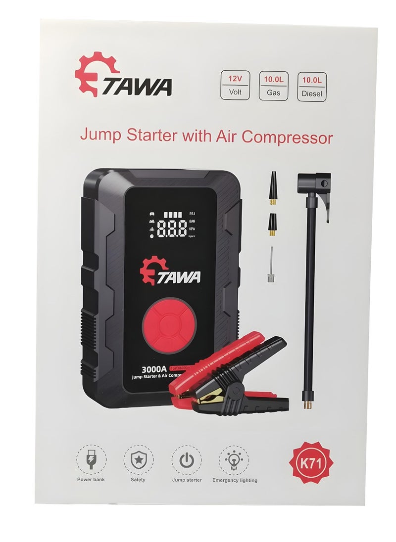 TAWA - TAWA K71 3000A Jump Starter with Air Compressor - Image 1