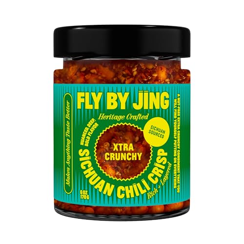 FLYBYJING Xtra Crunchy Sichuan Chili Crisp: Spicy, Tingly, Savory, Vegan, Nut-Free, Sugar Free Premium Chili Crunch - Good on Noodles, Proteins, Veggies and Everything, 6oz (Pack of 1) - Image 1