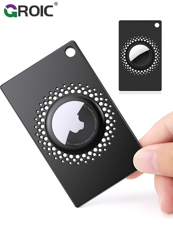 GROIC - Black Airtag Wallet Holder, Ultra Thin Airtag Wallet Card Case Cover, Light Airtag Wallet Holder for Apple AirTag, Airtag Card Holder for Wallete, Gift, Air Tag Case Accessories - Image 1