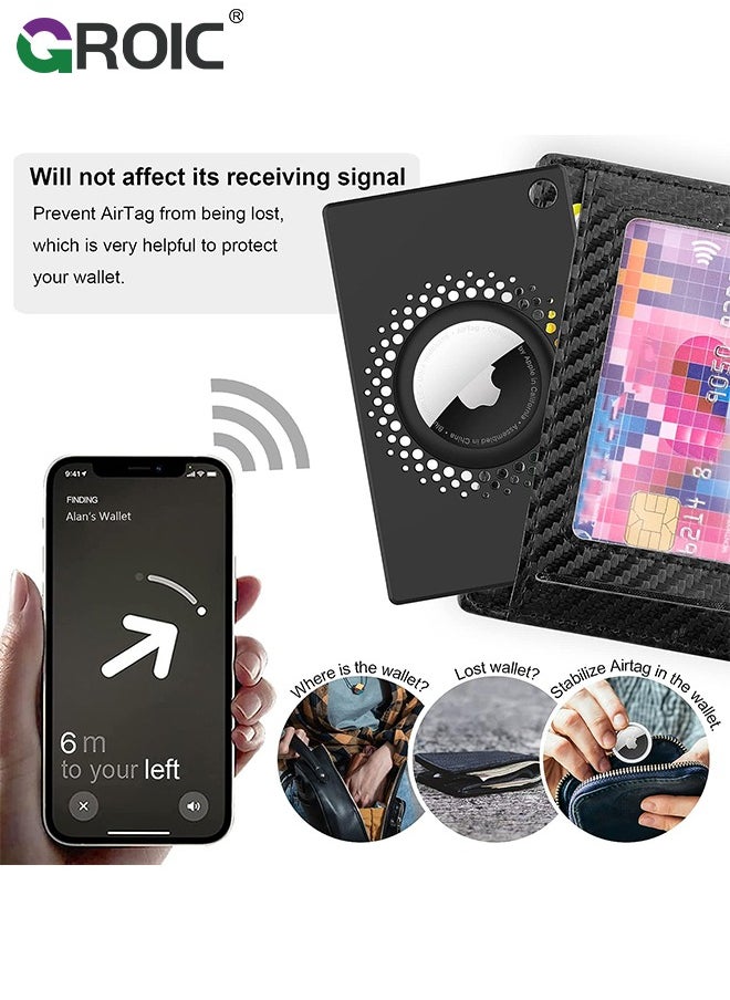 GROIC - Black Airtag Wallet Holder, Ultra Thin Airtag Wallet Card Case Cover, Light Airtag Wallet Holder for Apple AirTag, Airtag Card Holder for Wallete, Gift, Air Tag Case Accessories - Image 1
