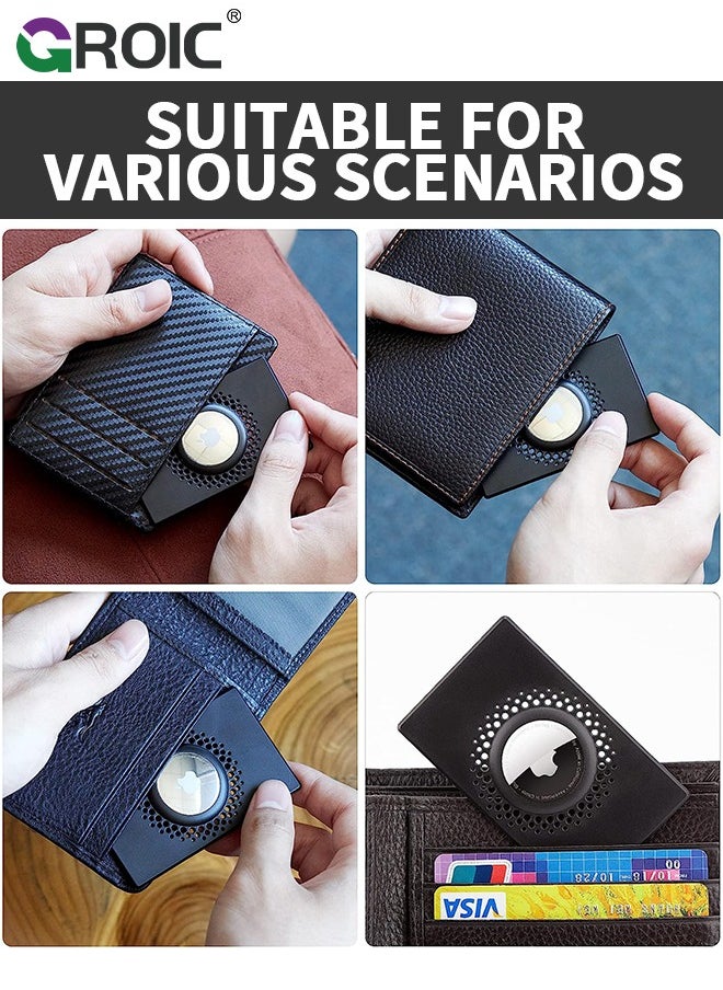 GROIC - Black Airtag Wallet Holder, Ultra Thin Airtag Wallet Card Case Cover, Light Airtag Wallet Holder for Apple AirTag, Airtag Card Holder for Wallete, Gift, Air Tag Case Accessories - Image 1