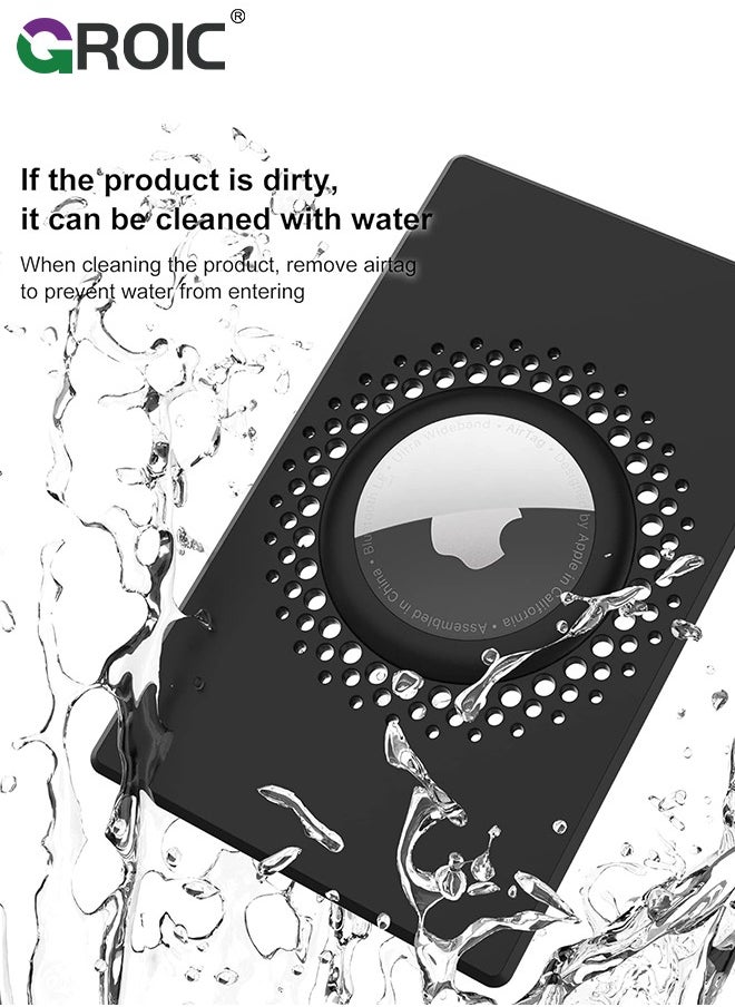 GROIC - Black Airtag Wallet Holder, Ultra Thin Airtag Wallet Card Case Cover, Light Airtag Wallet Holder for Apple AirTag, Airtag Card Holder for Wallete, Gift, Air Tag Case Accessories - Image 1