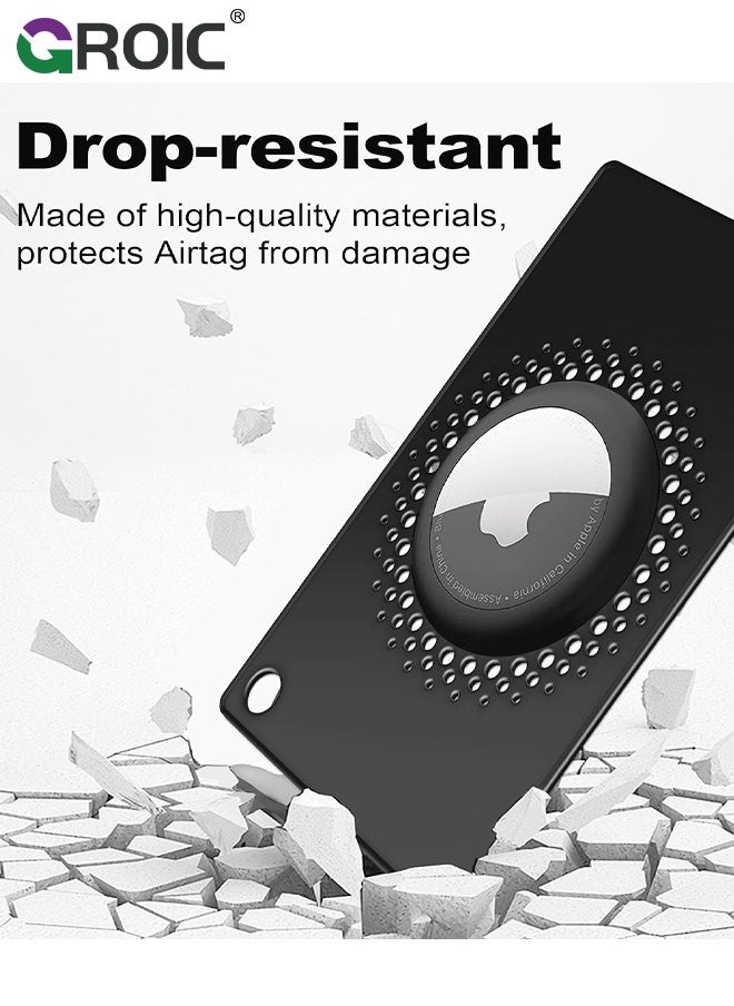 GROIC - Black Airtag Wallet Holder, Ultra Thin Airtag Wallet Card Case Cover, Light Airtag Wallet Holder for Apple AirTag, Airtag Card Holder for Wallete, Gift, Air Tag Case Accessories - Image 1