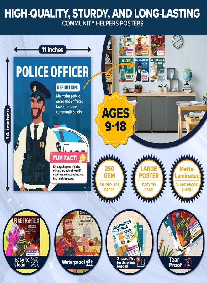 Decorably 15 Community Helpers Posters - 11x14in Career Posters for Daycare & Classroom, Career Day Decorations - Image 4