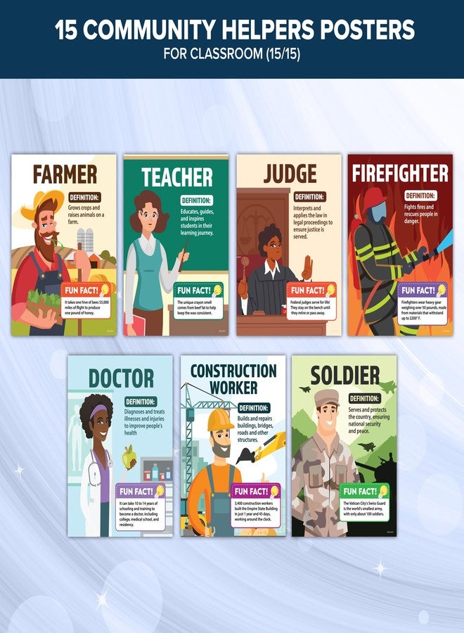 Decorably 15 Community Helpers Posters - 11x14in Career Posters for Daycare & Classroom, Career Day Decorations - Image 3